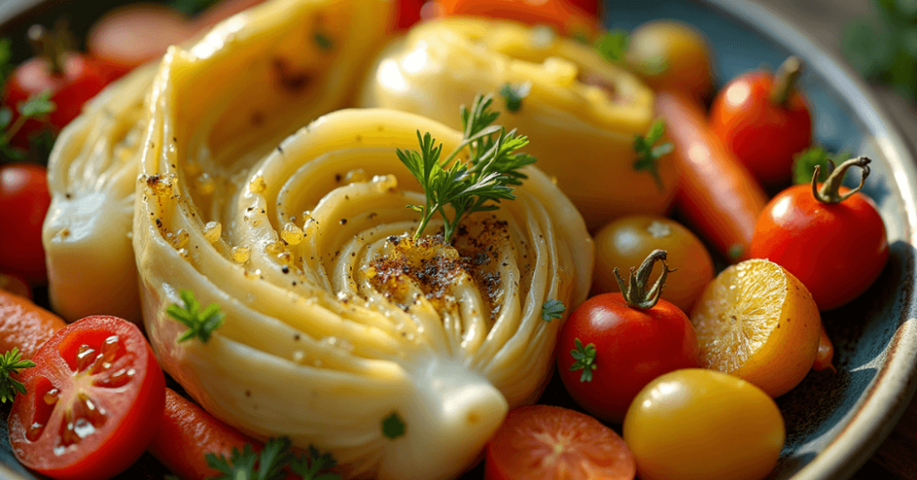 Vegetarisches Spitzkohlgericht mit frischen Kräutern und Gemüse – gesund, leicht und schnell zubereitet.